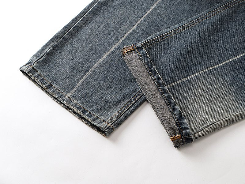 Purple Brand PU811 Washed Blue Distressed Straight-Leg Jeans